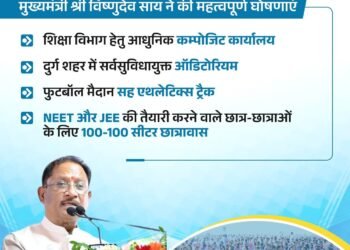 मुख्यमंत्री श्री विष्णुदेव साय ने राज्य स्तरीय शाला प्रवेशोत्सव 2026-27 कार्यक्रम में की महत्वपूर्ण घोषणाएं।
